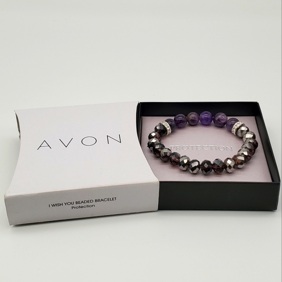 Avon Protection / I Wish You Beaded Bracelet - Purple Amethyst - Picture 3 of 4